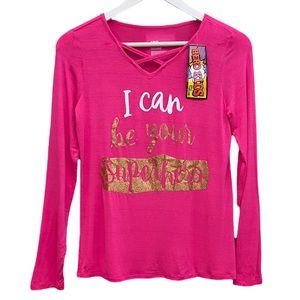 Epic Threads Pink ‘I can be your Superhero’ Large Long Sleeve Tee